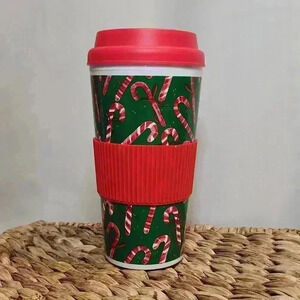 Candy Cane Printed Thermos with Rubber Grip